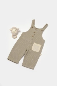 Salopeta cu bretele si buzunar, 100% bumbac - Verde, BabyCosy (Marime: 6-9 luni)