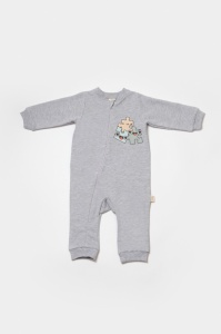 Salopeta cu fermoar, Two thread, BabyCosy, 100% bumbac organic, Gri (Marime: 18-24 Luni) - Img 2