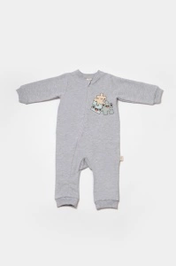 Salopeta cu fermoar, Two thread, BabyCosy, 100% bumbac organic, Gri (Marime: 18-24 Luni) - Img 2