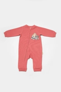 Salopeta cu fermoar, Two thread, BabyCosy, 100% bumbac organic, Rose (Marime: 9-12 luni) - Img 3