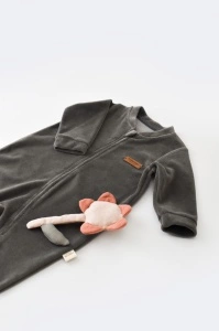 Salopeta cu maneca lunga si fermoar din 80%bumbac organic si 20% poliester - Antracit, BabyCosy (Marime: 12-18 Luni) - Img 2