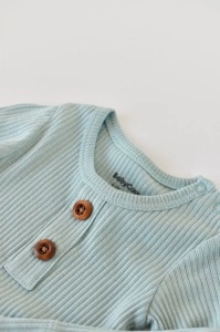 Salopeta cu maneca lunga si pantaloni lungi din bumbac organic si modal - Mint BabyCosy (Marime: 18-24 Luni) - Img 3