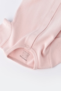 Salopeta cu pantaloni scurti - 100% bumbac organic - Roz, BabyCosy (Marime: 3-6 Luni) - Img 3