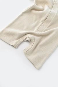 Salopeta cu pantaloni scurti - 100% bumbac organic - Stone, BabyCosy (Marime: 3-6 Luni) - Img 3