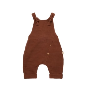Salopeta de vara cu pantaloni lungi din muselina, BabyCosy, 100%bumbac, caramiziu (Marime: 18-24 Luni) - Img 1
