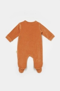 Salopeta Elefant cu maneca lunga si botosei din 80%bumbac organic si 20% poliester - Caramiziu, BabyCosy (Marime: 6-9 luni) - Img 3
