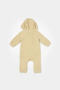 Salopeta Elefant cu maneca lunga si gluga din 80%bumbac organic si 20% poliester - Stone, BabyCosy (Marime: 18-24 Luni) - Img 3