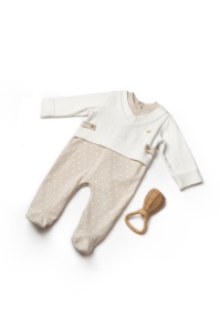 Salopeta eleganta TeddyBear, BabyCosy, 100% bumbac organic (Marime: 6-9 luni)