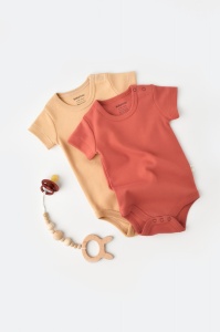 Set 2 body-uri bebe unisex -100% bumbac organic - Mustar/ Scortisoara, BabyCosy (Marime: 18-24 Luni) - Img 2