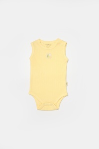 Set 2 body-uri fara maneci Bamboo, galben, BabyCosy, 50% bambus+50% bumbac (Marime: 3-6 Luni) - Img 3