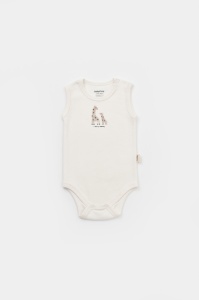 Set 2 body-uri fara maneci bebe unisex Girafa, BabyCosy, 100% bumbac organic (Marime: 12-18 Luni) - Img 2