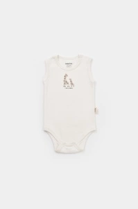 Set 2 body-uri fara maneci bebe unisex Girafa, BabyCosy, 100% bumbac organic (Marime: 12-18 Luni) - Img 2