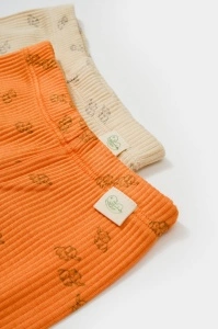 Set 2 pantalonasi cu botosei Printed, BabyCosy, 50% modal+50% bumbac, Stone/Apricot (Marime: 0-3 Luni) - Img 3