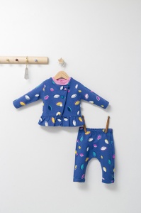 Set 2 piese cu bluzita cu volan si pantalonasi pentru fetite Colorful autum, Tongs baby (Culoare: Gri, Marime: 6-9 luni) - Img 2