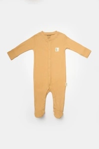 Set 2 salopete lungi Bamboo, galben, BabyCosy, 50%bumbac+50% bambus (Marime: 6-9 luni) - Img 3