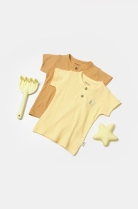 Set 2 tricouri Bamboo, galben, BabyCosy, 50% bumbac+50%bambus (Marime: 3-6 Luni)
