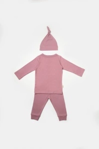 Set 3 piese:bluza, pantaloni si caciulita Bamboo, roz inchis, BabyCosy, 50% bumbac+50%bambus (Marime: 3-6 Luni) - Img 3