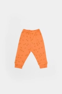 Set 3 piese:bluza, pantaloni si caciulita Printed, BabyCosy, 50% modal+50% bumbac, Apricot (Marime: 6-9 luni) - Img 3