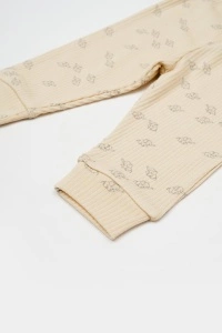 Set 3 piese:bluza, pantaloni si caciulita Printed, BabyCosy, 50% modal+50% bumbac, Stone (Marime: 12-18 Luni) - Img 3