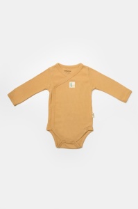 Set 4 piese:body, pantaloni, baveta si caciulita Bamboo, maro, BabyCosy, 50% bumbac+50%bambus (Marime: 3-6 Luni) - Img 3