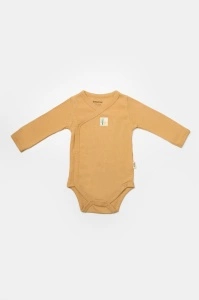 Set 4 piese:body, pantaloni, baveta si caciulita Bamboo, maro, BabyCosy, 50% bumbac+50%bambus (Marime: 3-6 Luni) - Img 3