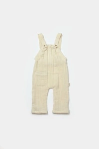 Set bluza si salopeta, Winter muselin, 100% bumbac - Stone, BabyCosy (Marime: 6-9 luni) - Img 2