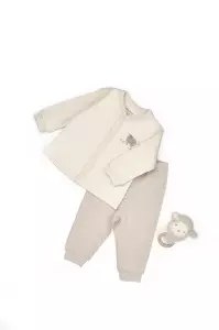 Set bluzita cu capse si pantalon, Lamb, BabyCosy, 100%bumbac organic (Marime: 3-6 Luni)