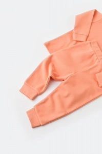 Set bluzita cu maneca lunga si pantaloni lungi - bumbac organic 100% - Roz, BabyCosy (Marime: 9-12 luni) - Img 2