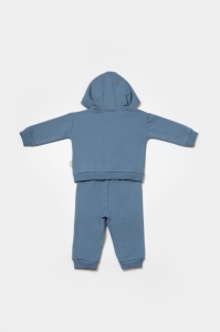 Set hanorac cu gluga si pantaloni, Two thread, 100%bumbac organic - Indigo, BabyCosy (Marime: 3-6 Luni) - Img 2