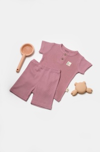 Set tricou cu pantaloni Bamboo, roz, BabyCosy, 50%bumbac+50% bambus (Marime: 3-6 Luni)