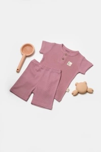 Set tricou cu pantaloni Bamboo, roz, BabyCosy, 50%bumbac+50% bambus (Marime: 3-6 Luni)