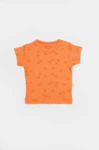 Set tricou cu pantaloni Printed, portocaliu, BabyCosy, 50%bumbac+50% modal (Marime: 12-18 Luni) - Img 3