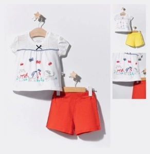 Compleu 2 piese cu pisicute pentru bebelusi, Tongs baby (Culoare: Galben, Marime: 9-12 luni) - Img 2
