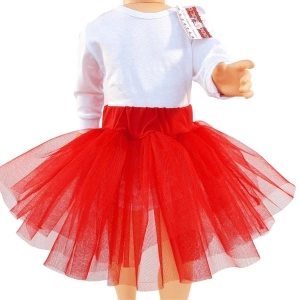 Compleu, fustita tip balerina + body cu maneca lunga si capse pe umar