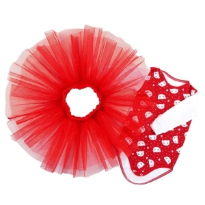 Compleu, fustita tip balerina + body cu maneca lunga si capse pe umar - Img 3