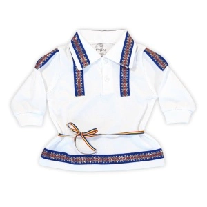 Costum național din 2 piese - Alb (Bumbac 100%,semisubtire)pique - Img 2