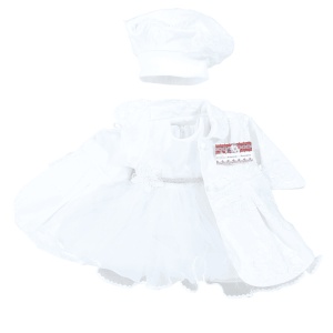 Paltonaș+Rochie+palarie ivory pentru botez