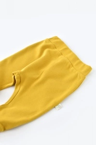 Pantaloni Bebe Unisex din bumbac organic Galben BabyCosy (Marime: 6-9 luni) - Img 2