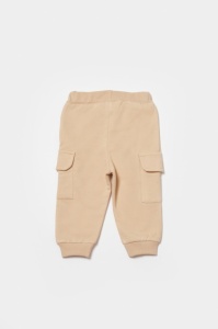 Pantaloni cu buzunare laterale, Two thread, 100%bumbac organic - Stone, BabyCosy (Marime: 12-18 Luni) - Img 3