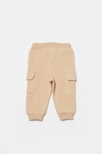 Pantaloni cu buzunare laterale, Two thread, 100%bumbac organic - Stone, BabyCosy (Marime: 12-18 Luni) - Img 3