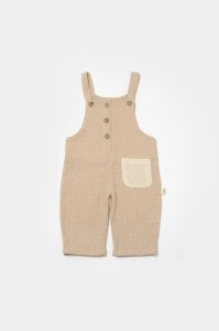 Salopeta cu bretele si buzunar, 100% bumbac - Apricot, BabyCosy (Marime: 18-24 Luni) - Img 2