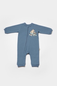 Salopeta cu fermoar, Two thread, BabyCosy, 100% bumbac organic, Indigo (Marime: 12-18 Luni) - Img 3