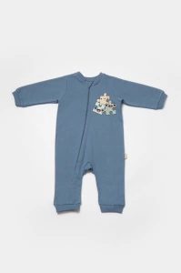 Salopeta cu fermoar, Two thread, BabyCosy, 100% bumbac organic, Indigo (Marime: 12-18 Luni) - Img 3