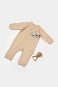 Salopeta cu fermoar, Two thread, BabyCosy, 100% bumbac organic, Stone (Marime: 9-12 luni)