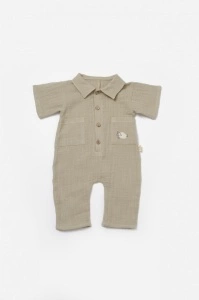 Salopeta cu maneca scurta si nasturei Sheep, 100% bumbac - Verde, BabyCosy (Marime: 12-18 Luni) - Img 2