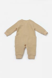 Salopeta cu nasturei, Winter muselin, 100% bumbac - Apricot, BabyCosy (Marime: 9-12 luni) - Img 3