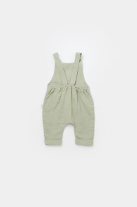 Salopeta de vara cu pantaloni lungi din muselina, BabyCosy, 100% bumbac organic, verde (Marime: 6-9 luni) - Img 3