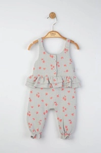 Salopeta de vara din muselina pentru bebelusi Natural, Tongs baby (Culoare: Gri, Marime: 0-3 Luni)