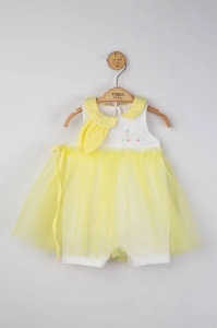 Salopeta de vara pentru bebelusi cu tulle, Tongs baby (Culoare: Galben, Marime: 6-9 luni)