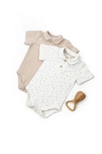Set 2 body-uri cu guler TeddyBear, BabyCosy, 100% bumbac (Marime: 6-9 luni)